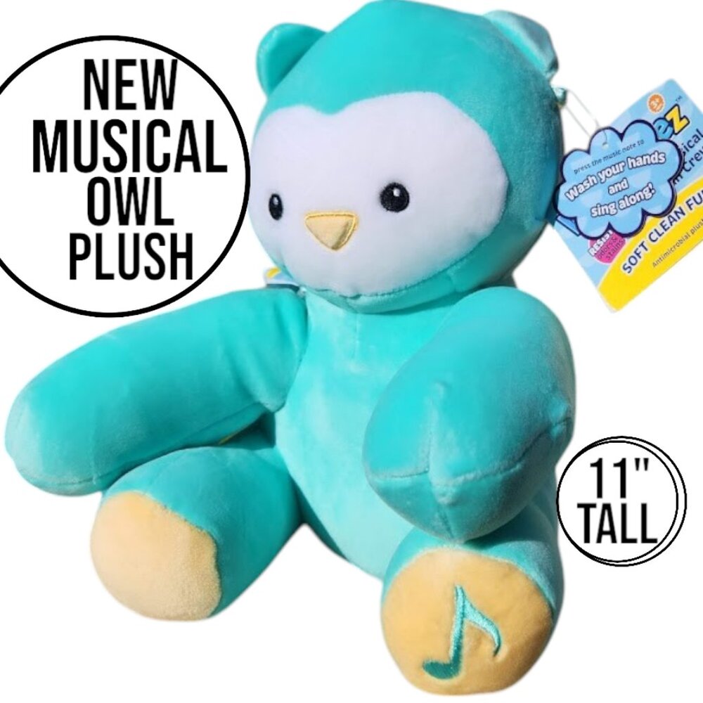 NEW 11" Owl Plush Stuffed Animal Antimicrobial Toy Plushie Get Well Hospital Stu